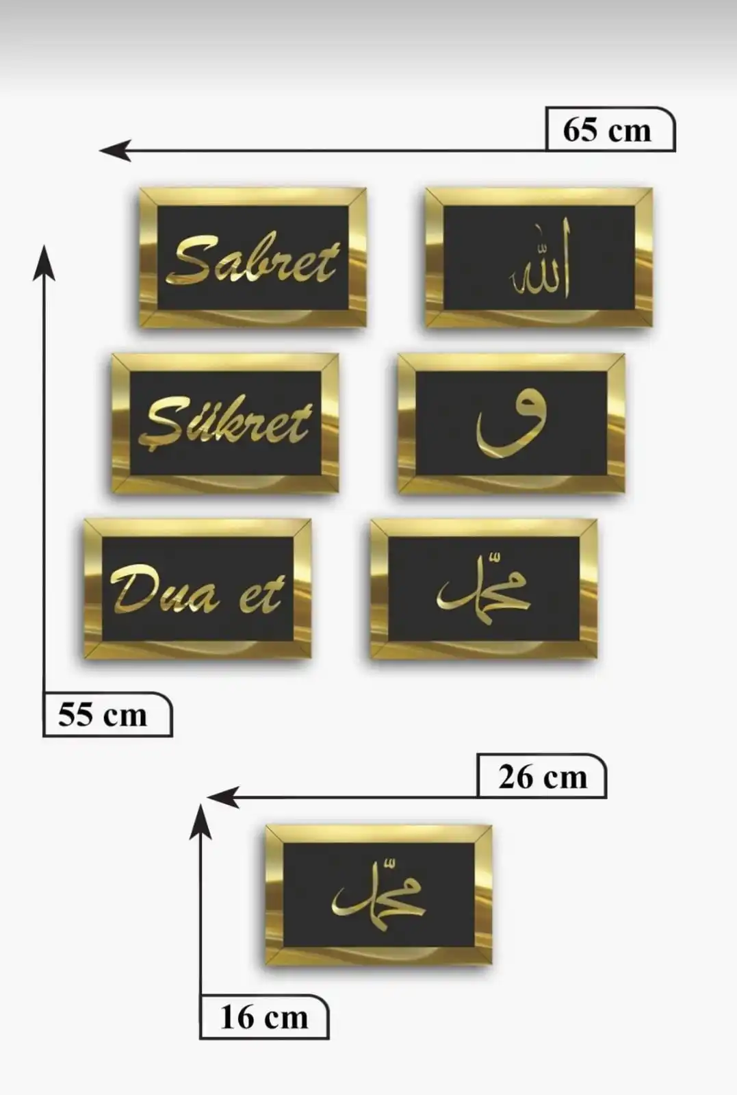 6 PCs Prayer Set Wall Art MDF Top Mirrored Gold Gümüş Picture Frame Living Room Living Room Decor Stylish Design Poster print Islamic
