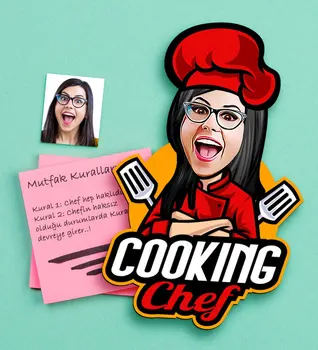 

Personalized Women 'S Chef Caricature Of Wooden Magnet-11