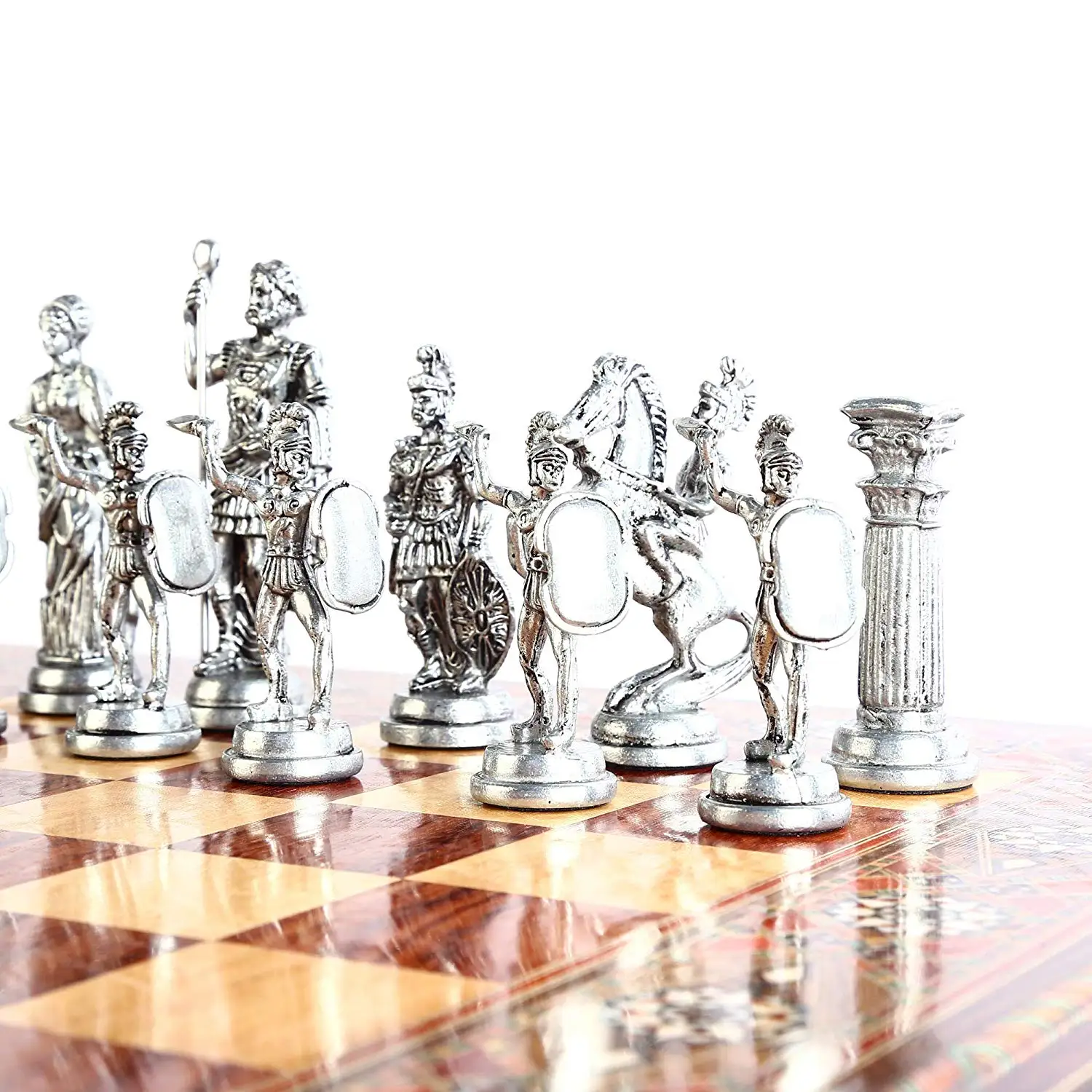 Only Chess Pieces) Historical Antique Copper Rome Figures Handmade Metal Chess Pieces Big Size 11 cm(Board is Not Included