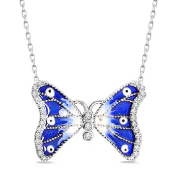 

925 Sterling Zircon Silver Butterfly Necklace