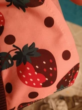 Blusa holgada de manga corta con dibujo de fresa para verano, camisa con cuello vuelto para mujer, estilo coreano