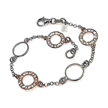 

Bracelet 925 sterling silver m two-color silver and silver rose circulate [AB0134]