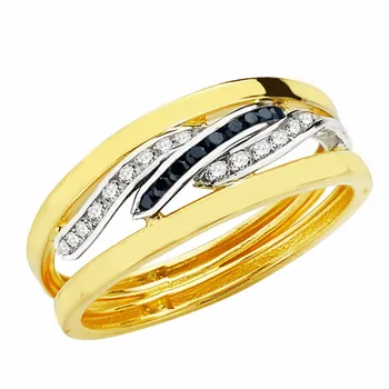 

18k solid gold ring bicolor zircons 8mm. [AA2251]