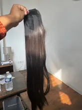 Coleta larga y recta para envolver alrededor de coleta, extensiones de cabello, peluca Natural, sombreros, cabello sintético, marrón, gris, 613