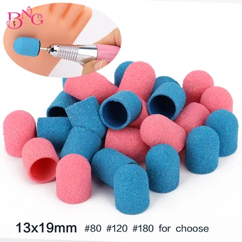 

BNG 10pcs Hot Sell Pink Blue 13*19mm Nail Art Sanding Caps Bands Manicure Pedicure Nail Tools File For UV Gel Acrylic Polish