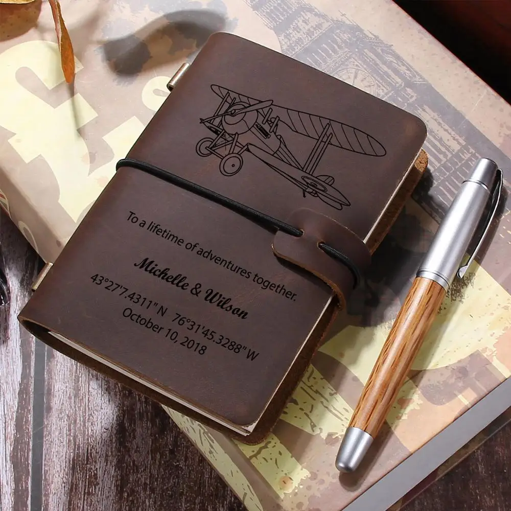 Caderno de Couro Caderno Diário Personalizado Caderno para Viagem Presente de Aniversário e Natal - Imagem 3
