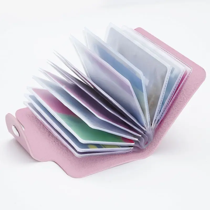 

Fashion Women's 24 Cards Slim PU Leather Pocket Case Purse Wallet bag for Women Men Female New Anti-theft ID Credit Card Holder