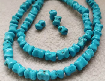 

50pcs 6x8mm Rough turquoise stone -dark blue Turquoise column tube nuggets loose beads for necklace bead-earrings