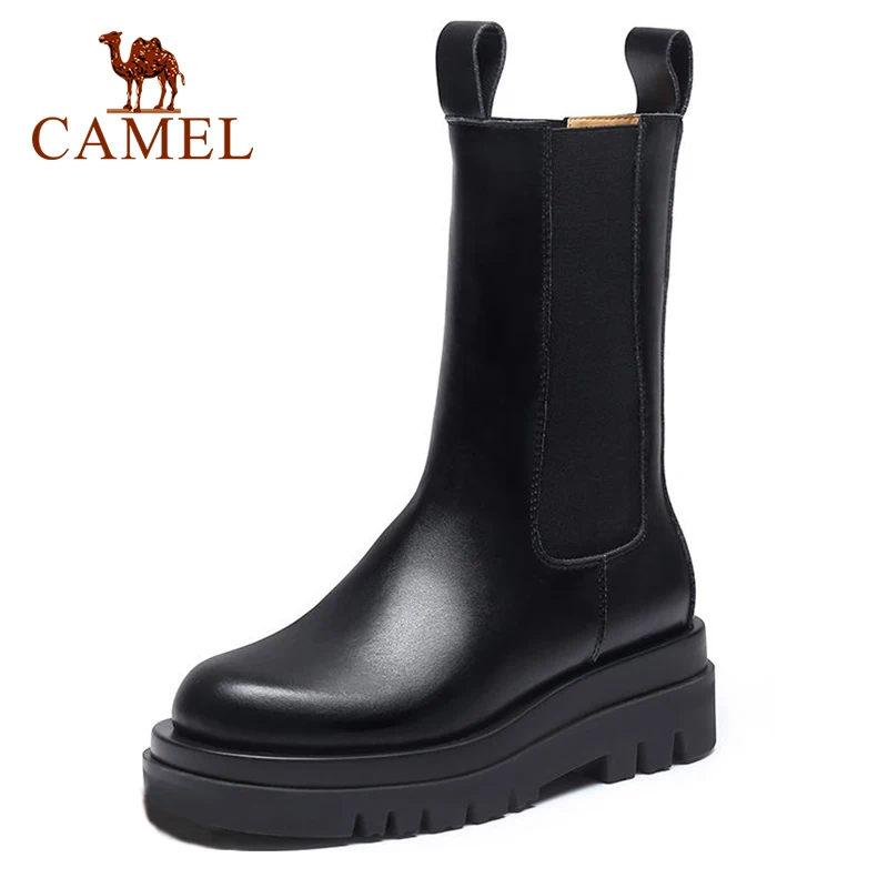CAMEL Botas cortas de felpa para mujer, botines de media caña con  plataforma y parte inferior gruesa, estilo Chelsea, novedad, invierno, 2020| Botas a media pantorrilla| - AliExpress