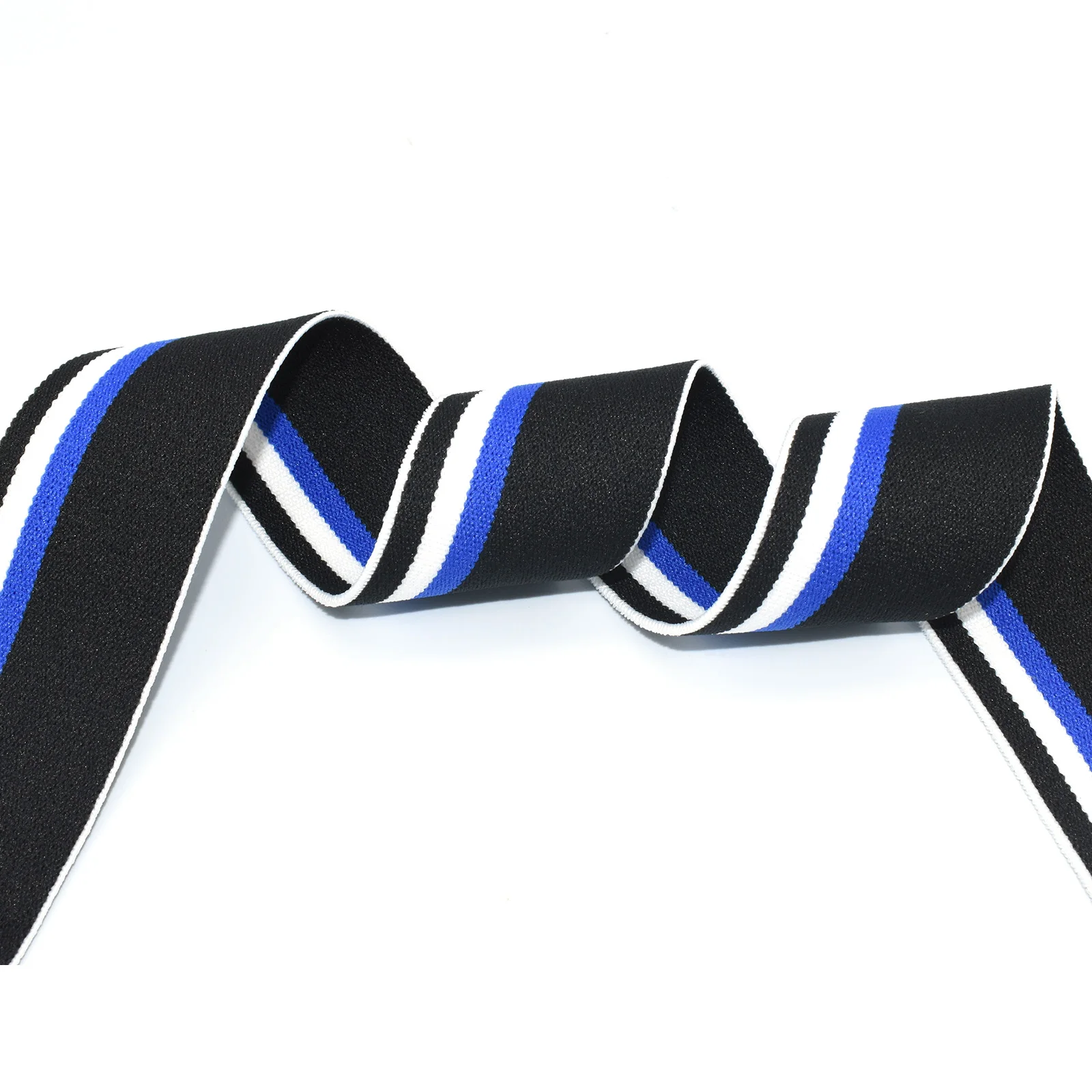 1.5"Black-Blue Heavy Stretch High Elasticity Knit Elastic Band Polyester Ribbon Cotton Fabric Ribbon Purse Strap Elastic Garment