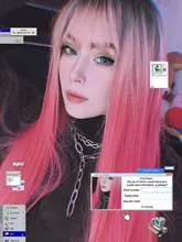 LOUIS FERRE negro Rosa rojo pelucas Cosplay largo recto Ombre peluca sintética con flequillo negro las mujeres Afro resistente al calor de fibra