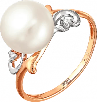 

Примаэксклюзив ring with pearls and cubic zirconia in red gold