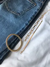 Uds.-Conjunto de pulsera de cadena gruesa grande de Metal pesado Punk para mujer, brazaletes de cadena giratoria de Metal Retro geométrico