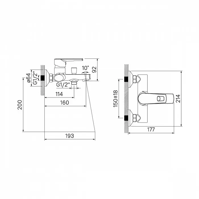 Смеситель для ванны, IDDIS, RUNSB00i02, Runo