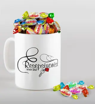 

Personalized Receptionist Mug and Haribo Candy Gift Seti-1