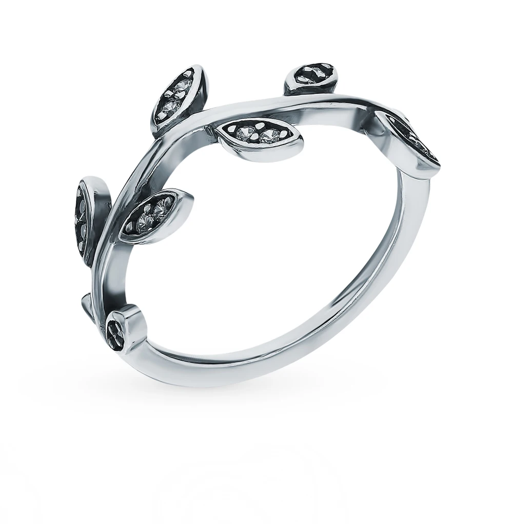 Серебряное кольцо с фианитами SUNLIGHT проба 925