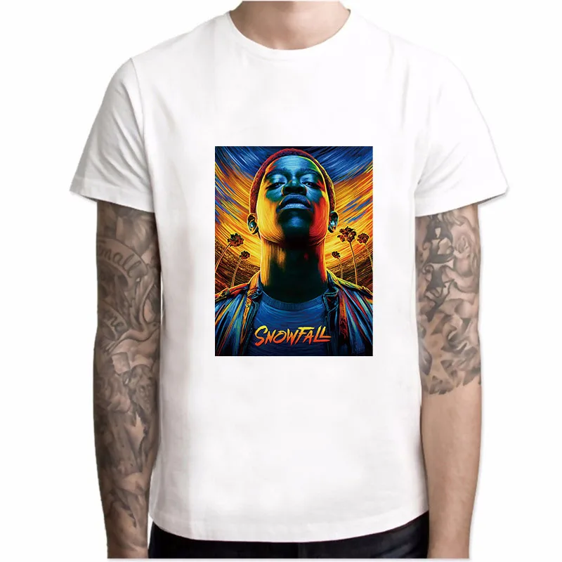 

Snowfall Franklin Adult T-Shirt Male Cotton Jerome Tank Tee Tops Ombre Snowfall O-neck Short Sleeve T Shirt Streetwear YH017