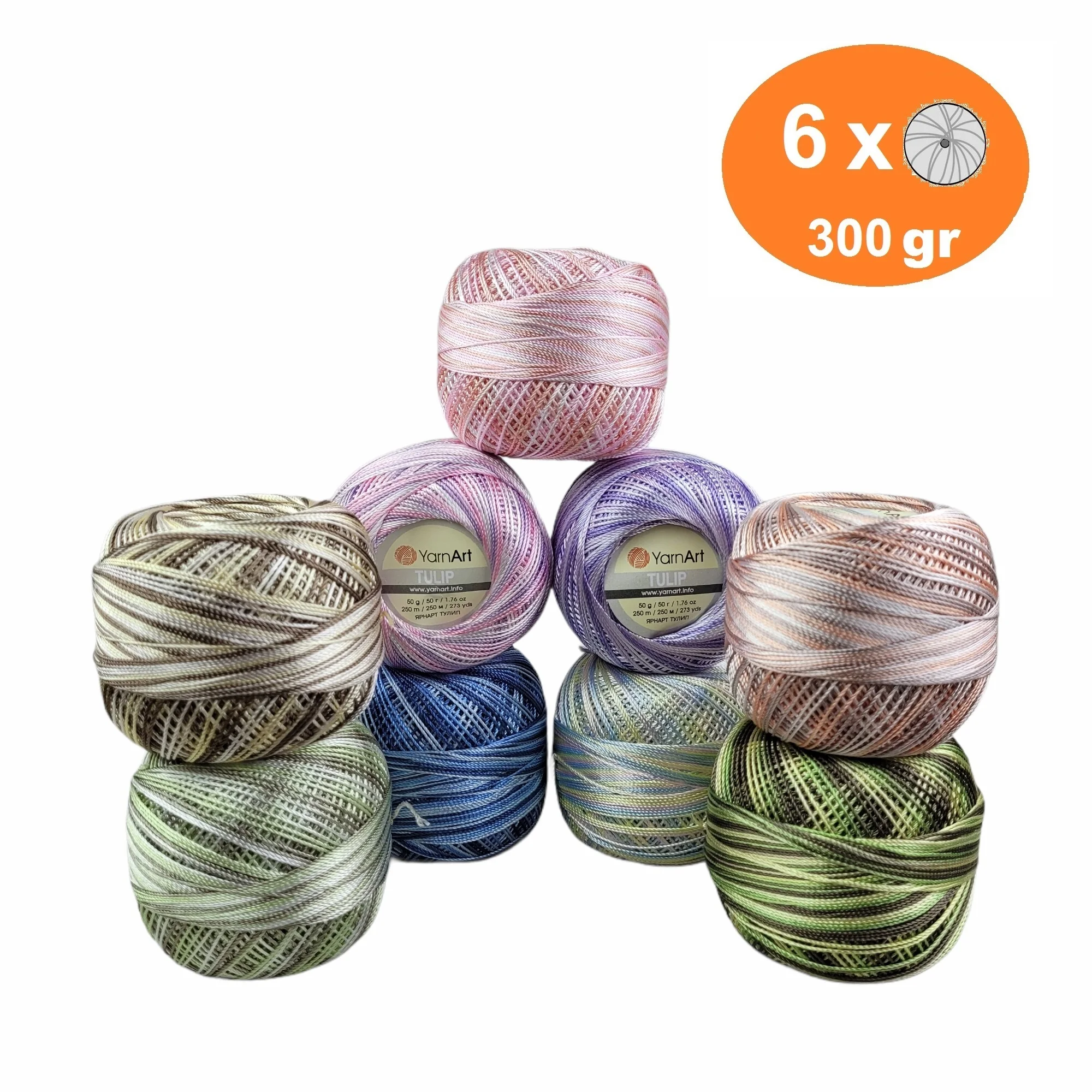 

Yarnart Tulip Batik Yarn Lace Hand Crochet 6x50gr-250mt %100 Microfiber Shorts Needlepoint Embroidery Cross Stitch Bedspread