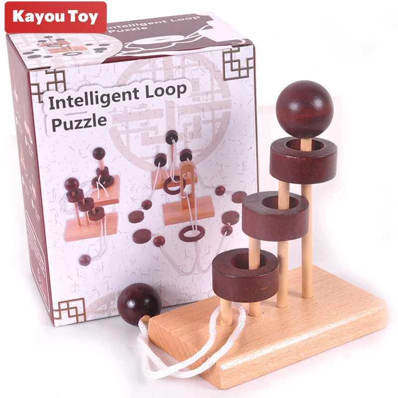 

Four Ring String Ladder Shape Rope Loop Wooden Puzzles Brain Teaser Intelligence Game Toys For Children Adults