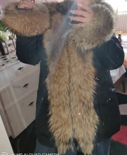 BLUENESSFAIR-Chaqueta larga impermeable de invierno para mujer, abrigo de piel de zorro y mapache Natural, ropa de calle extraíble, 2020