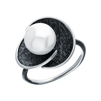

Silver ring with pearls imitation sunlight sample 925