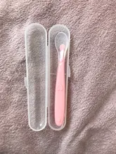Cuchara de silicona suave para bebé, cuchara con detección de temperatura de Color caramelo, herramientas de alimentación de bebé, gran oferta