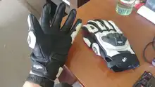 Guantes de cuero para motociclista para hombres, accesorio para manos de motociclista masculino, de color negro y blanco, guantes de equipo de carreras de carretera, para verano e invierno