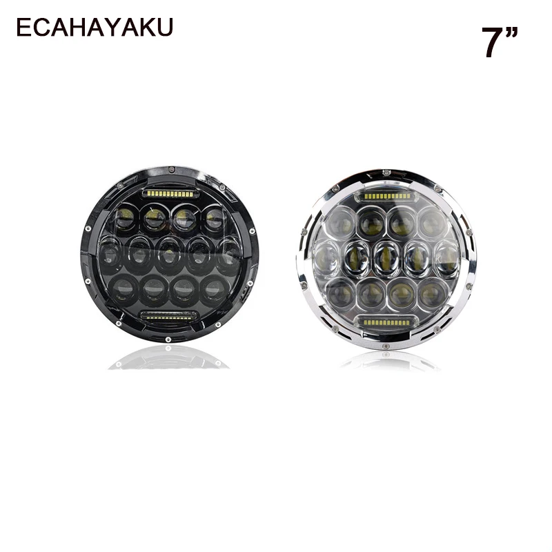 

ECAHAYAKU 2PCS 7 Inch Round 75W Led Headlight Driving Light with DRL IP67 6000K for Motorbike Jeep SUV 12V/24V Car LED Lamp