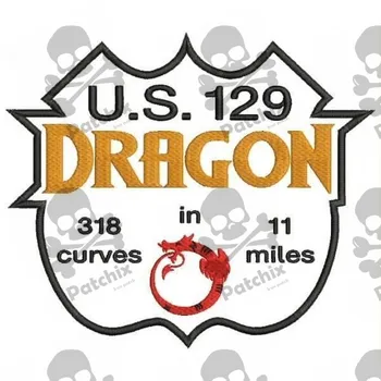 

ROUTE US129 DRAGON PARCHE BORDADO, iron patch, gestickter patch, patch brode, remendo bordado, toppa ricamata