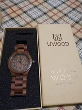 Uwood-relojes de madera para hombre, reloj de pulsera de madera de bambú, correa de madera, reloj de cuarzo, Regalo para marido, Masculino