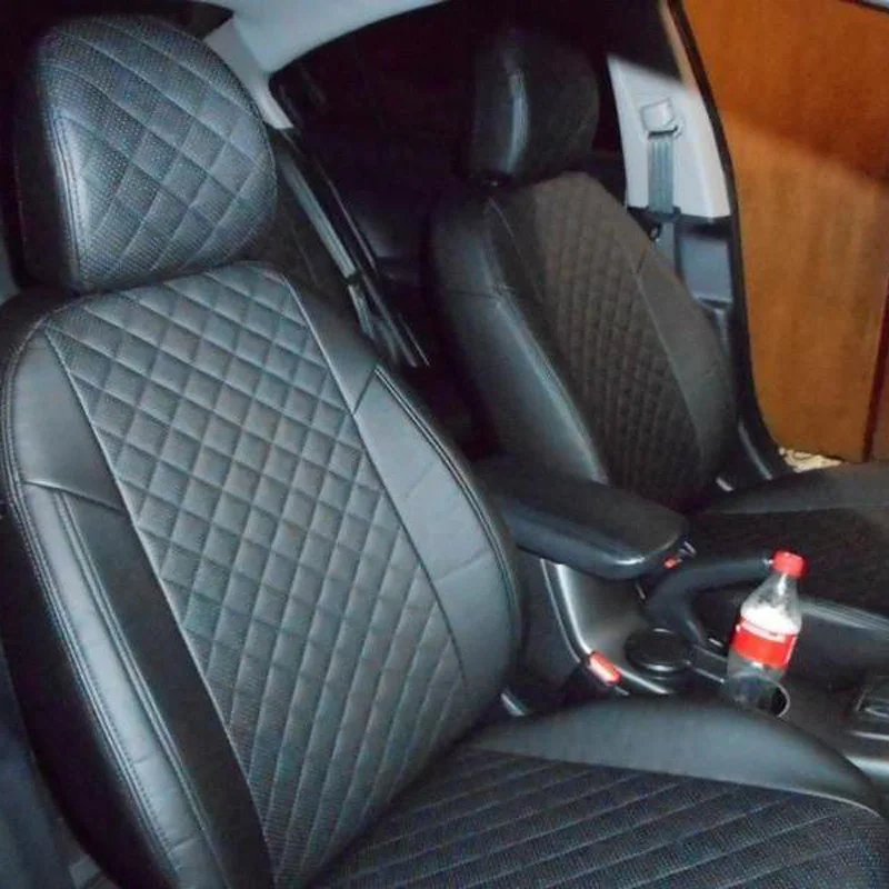 Для Ford Focus II Comfort Sd/Hb/Wag с 2005-2011г(Форд Фокус) модельные чехлы на сиденья из экокожи АВТОПИЛОТ РОМБ экокожа