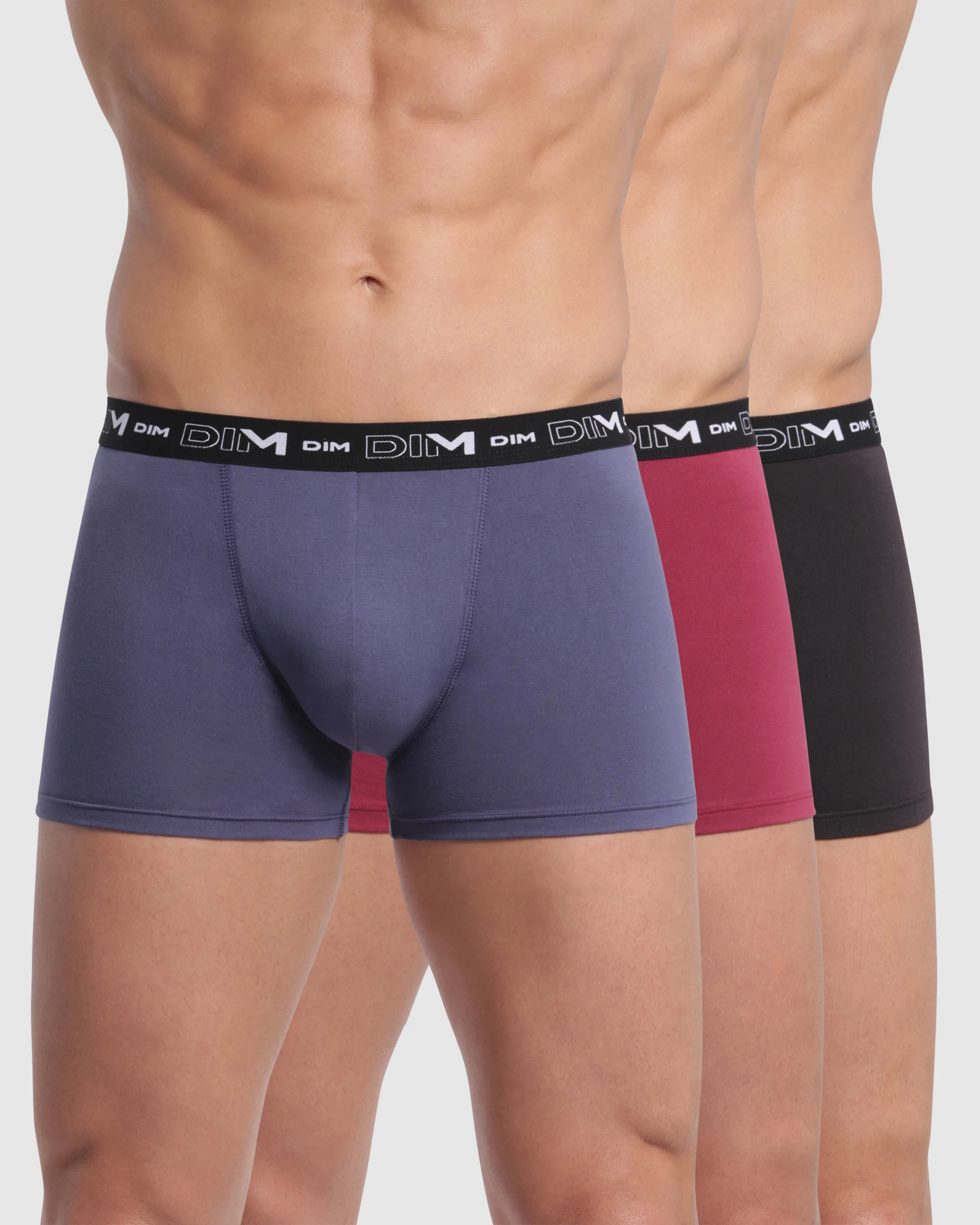 DIM Pack of 3 men's boxers cotton elastic maximum comfort various colors