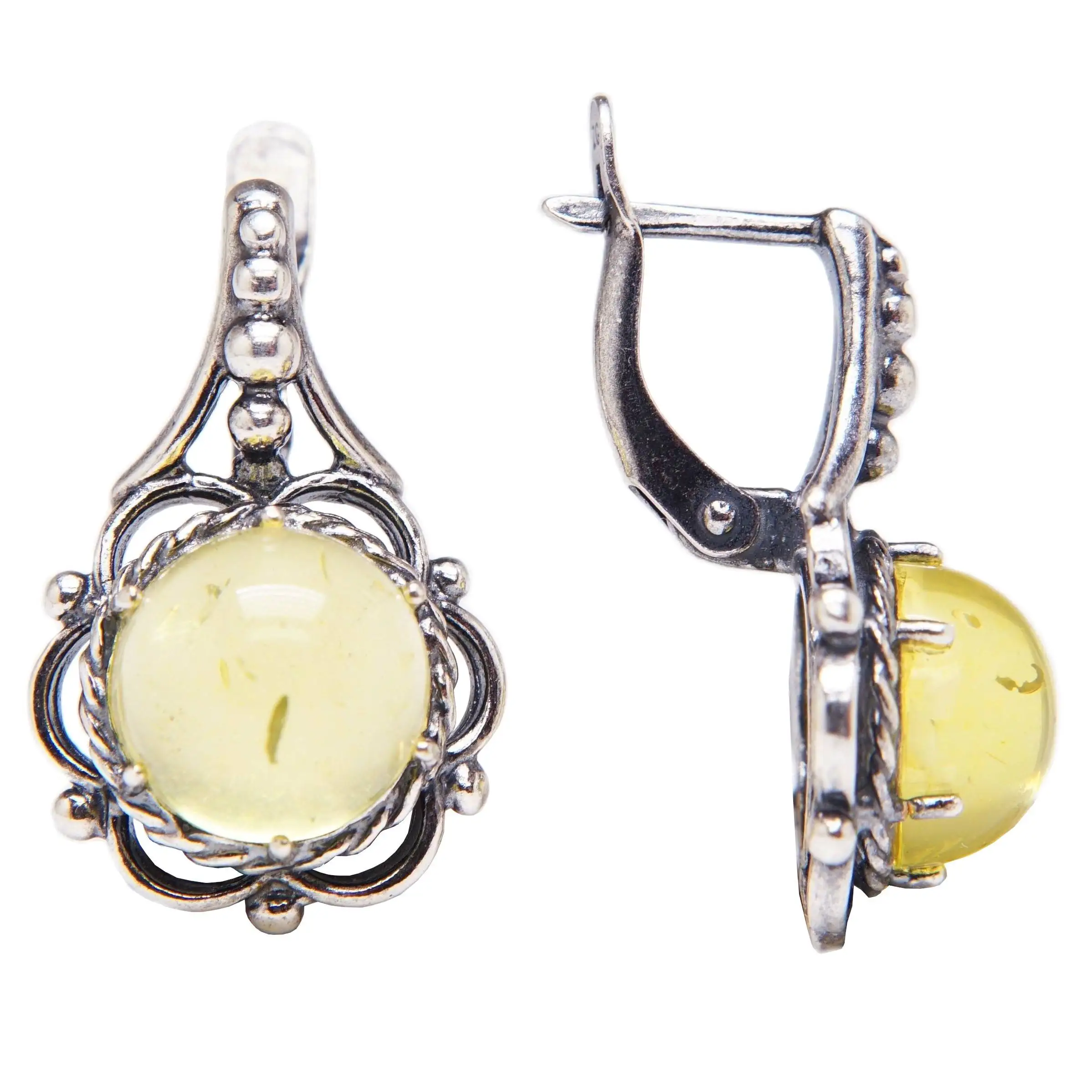 Earrings &quottsvetodara&quot amber yellow lemon silver plated 12 Mk earrings flowers 3414 good things | Украшения и аксессуары
