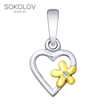 

Sokolov pendant in silver with Diamond, fashion jewelry, 925, women's male, pendants for neck women