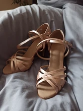 WUXIJIAO-Zapatos de baile de satén con diamantes de imitación para mujer, baile latino, suela suave, para salsa, tacón de 5 a 10cm