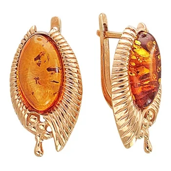 

Esthete earrings with Amber from silver with gilding
