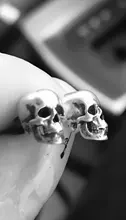 MKENDN-pendiente con broche de calavera estilo Punk callejero para hombre y mujer, 100% Plata de Ley 925, joyería fina
