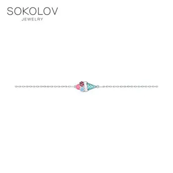 

Silver Bracelet "Ice Cream" SOKOLOV with enamel fashion jewelry silver 925 women's male