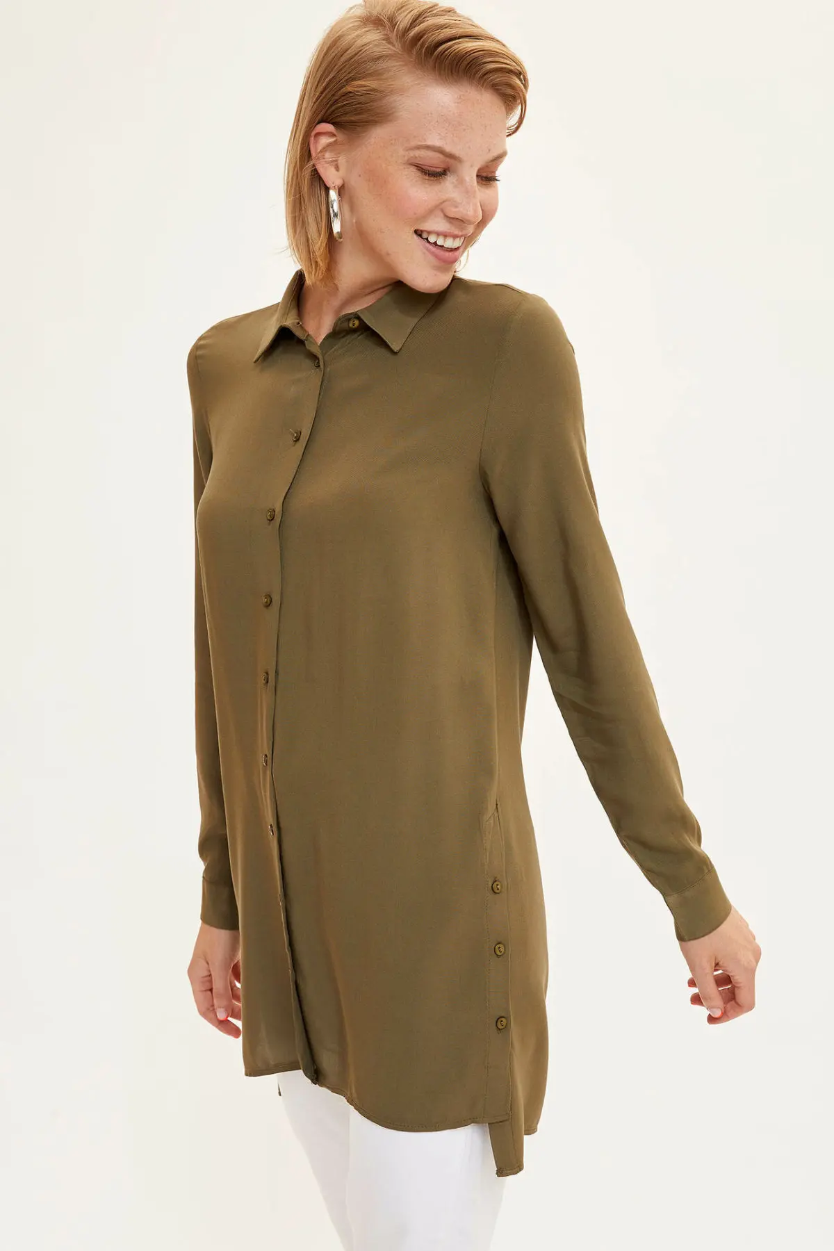 

DeFacto Women Fashion Lapel Collar Charming Shirt Striped Lady Loose Blouse Casual Long Sleeve Tops Female New - K1855AZ19AU