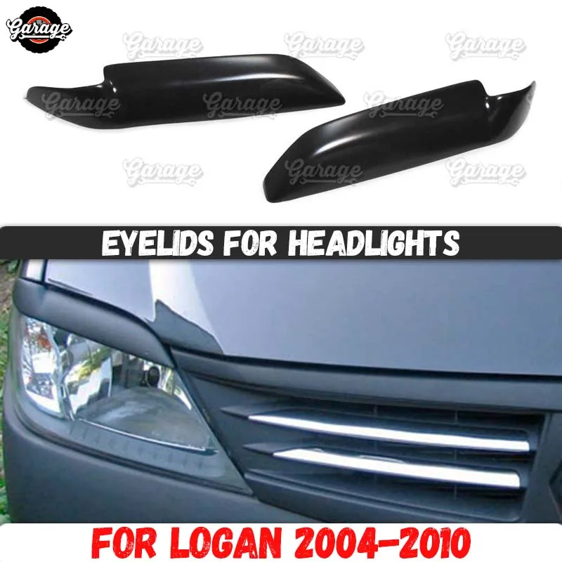 Eyelids for headlights Renault Logan 2004-2010 ABS plastic pads cilia eyebrows covers trim accessories car tuning | Автомобили и