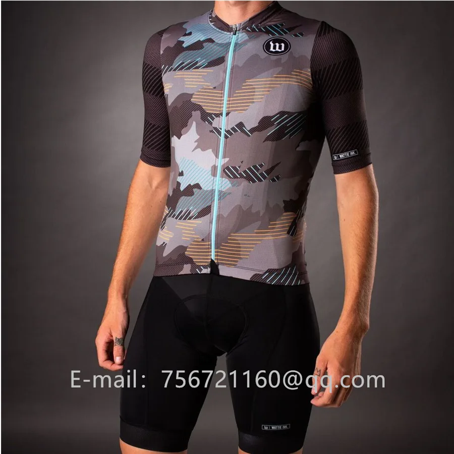 WATTIE INK летняя одежда для велоспорта на открытом воздухе Мужская футболка с коротким рукавом для велосипеда MTB Джерси комплект roupa ciclismo uniforme bib shorts - Цвет: Золотой