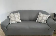 Grey Plain Color Elastic Stretch Sofa Cover Need Order 2Piece Sofa Cover If L-style fundas