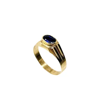 

Stamp 18K gold baby wrought oval stone dark blue [AA9807]