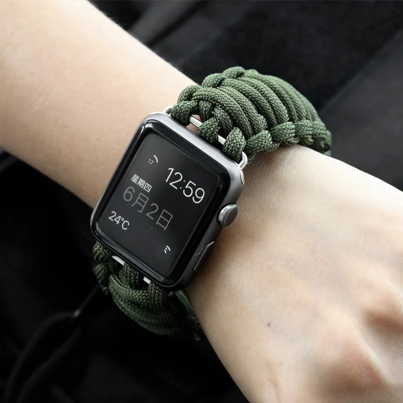 Нейлоновый ремешок для Apple watch 5, ремешок 44 мм, 40 мм, iWatch, ремешок 42 мм, 38 мм, спортивный браслет для выживания на открытом воздухе, Браслет Apple watch 4, 3, 2, 1, 44