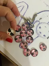 Botones a presión de 18mm para cara de niña, 10 Uds. Redondas mixtas, foto de cristal, cabujón, estilo para pulseras a presión de 18mm, regalo de joyería