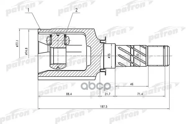 Шрус Внутренний 29x35x25 Subaru Legacy B13 03-09 Patron Pcv1556 PATRON арт. PCV1556