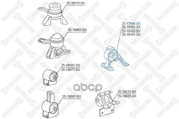 25-17998-Sx_подушка Двигателя Задняя! Toyota Caldina At190/St190 1992-1996 Stellox 2517998sx Stellox арт. 2517998SX