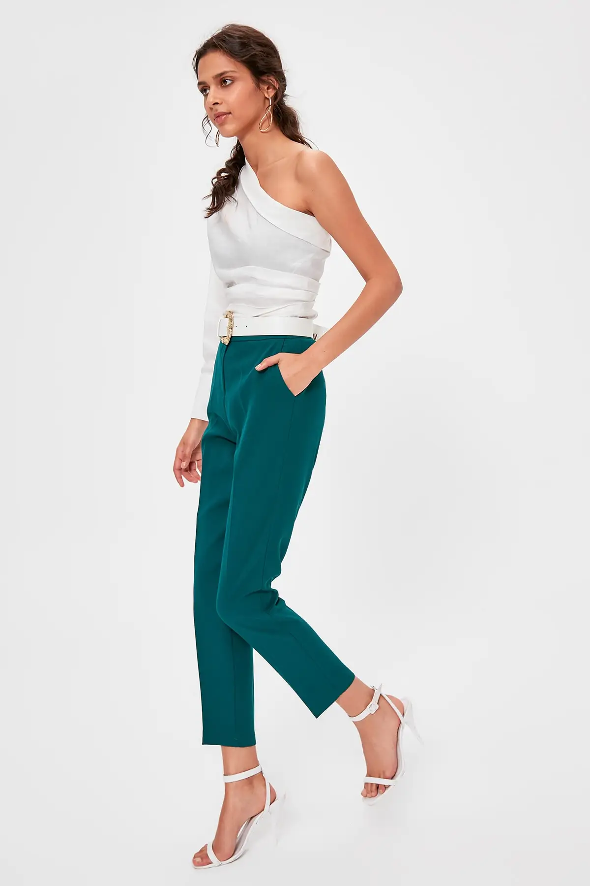 Trendyol зеленые базовые брюки TWOAW20PL0322