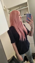 VICWIG-Peluca de cabello sintético liso con flequillo para mujer, pelo largo de 24 pulgadas, resistente al calor, color rosa, Cosplay