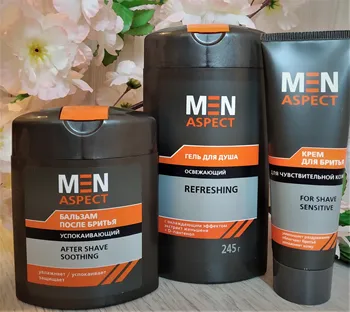 

Set of means for men (shaving cream + after shave balm + shower gel)